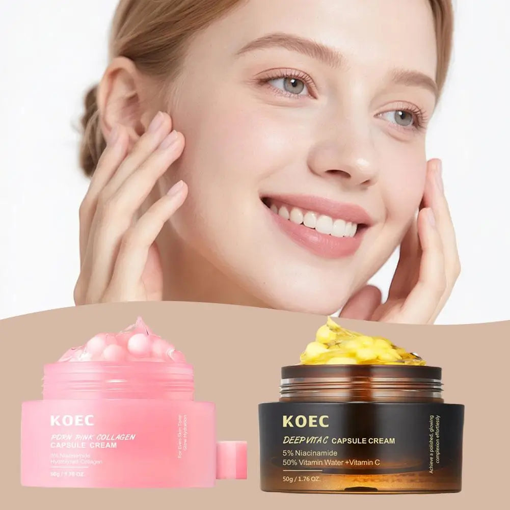 50g koec Face Moisturizer 5%Niacinamide Vitamin C Golden Peptide Filling Cream Lightweight Glow Hydration Collagen Capsule Cream