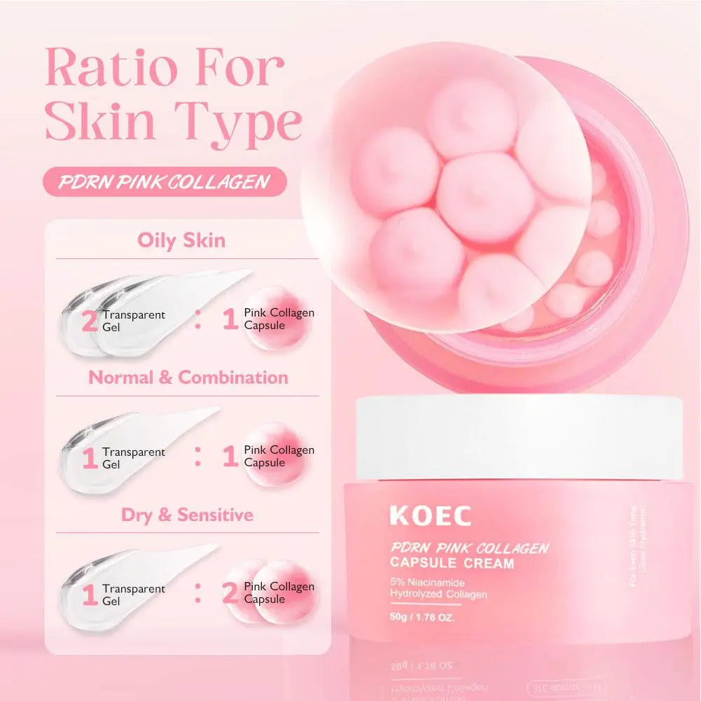 50g koec Face Moisturizer 5%Niacinamide Vitamin C Golden Peptide Filling Cream Lightweight Glow Hydration Collagen Capsule Cream