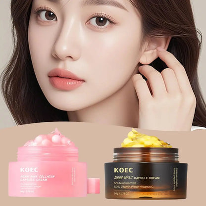 50g koec Face Moisturizer 5%Niacinamide Vitamin C Golden Peptide Filling Cream Lightweight Glow Hydration Collagen Capsule Cream