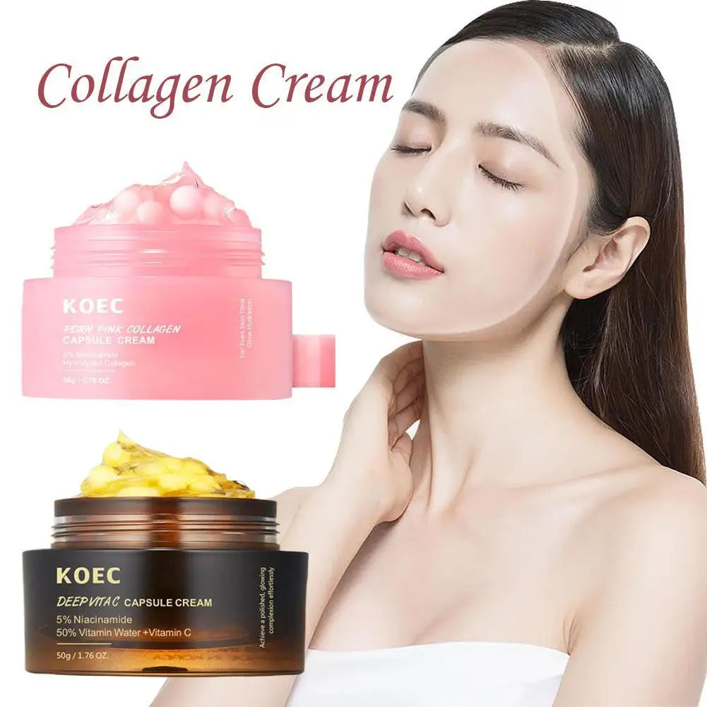 50g koec Face Moisturizer 5%Niacinamide Vitamin C Golden Peptide Filling Cream Lightweight Glow Hydration Collagen Capsule Cream