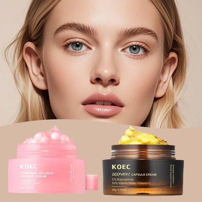 50g koec Face Moisturizer 5%Niacinamide Vitamin C Golden Peptide Filling Cream Lightweight Glow Hydration Collagen Capsule Cream